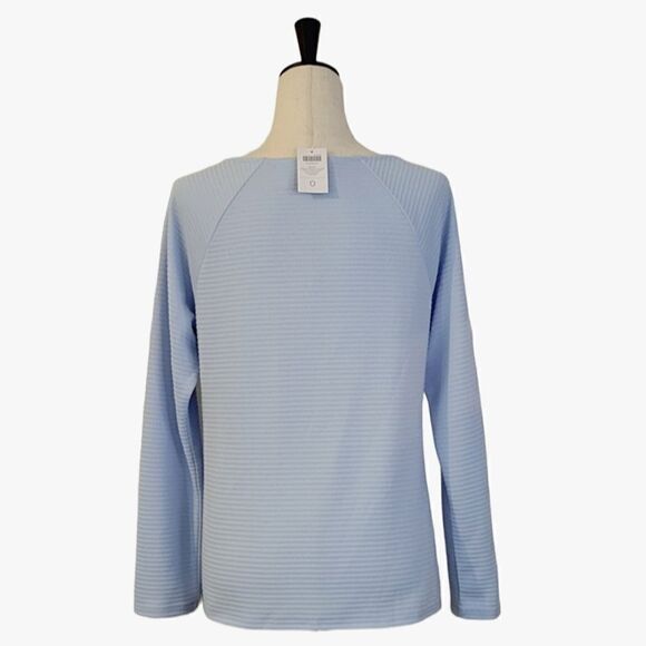 Chico's Blue Mara Mittered Ottoman Long Sleeve Blouse Size 0/S - Picture 3 of 8